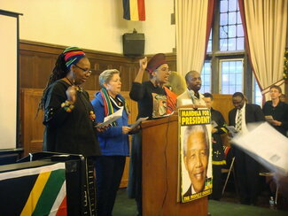 Nelson Mandela Memorial - Singing the South African national anthem