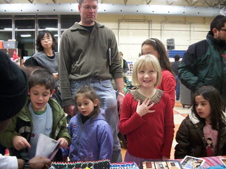 Student wearing Zulu beadwork at Bottenfield Elementary Multicultural Celebration Night (January 2012)