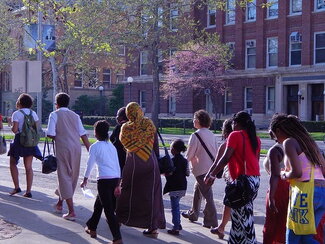 Students, faculty and community members march on Green St as a part of the Bring Back Our Girls Rally, May 7, 2014