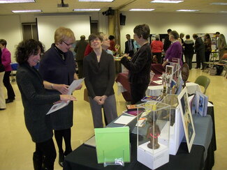 Unit 4 Area Studies Fair, December 2011. Pictured: Krannert Museum Curator of African Art Allyson Purpura and colleagues.