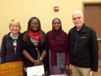Professor R. Johnson, B. Sanya, Dr. M. Barro, and UIUC President T. Killeen at 2016 Youth Literature Festival